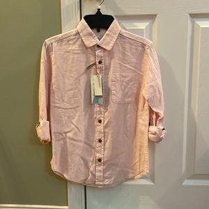 Long sleeved button down linen shirt